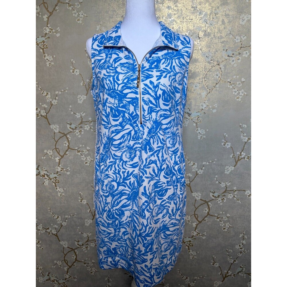 Lilly Pulitzer Skipper Sleeveless Dress On A Roll Blue Lobster Print Size 8